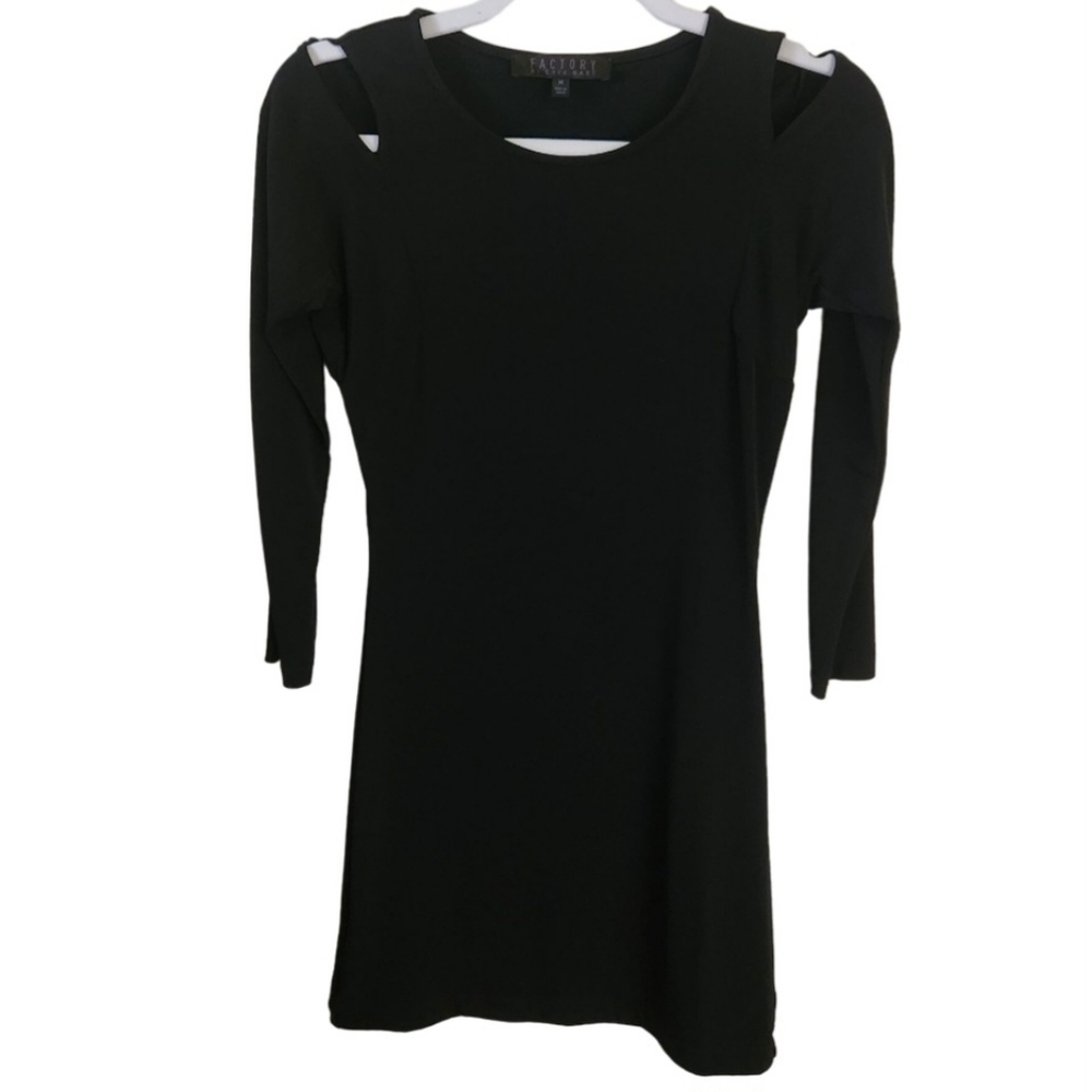 Factory By Erik Hart Black Bodycon Dress Cut Out Shoulders Size M